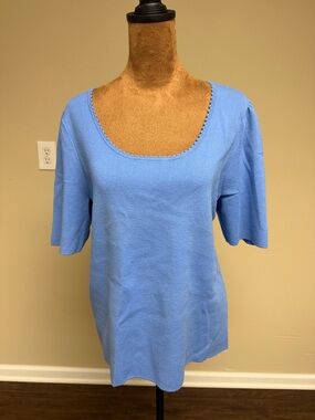 Talbots Light Blue Scoop Neck Short Sleeve Top